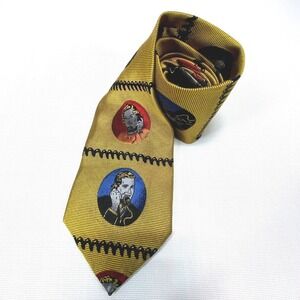 Lee Allison Four-In-Hands Yellow Novelty Tie Vintage Phone‎ Print